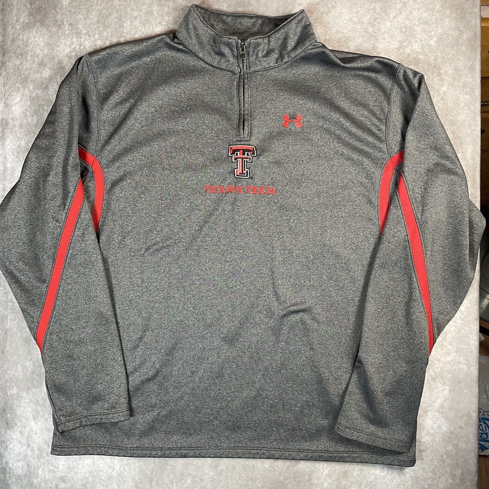 Under Armour Texas Tech Red Raiders‎ 1/4 Zip Pullover Jacket Men's XL Gray